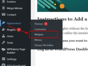 wordpress appearance widgets
